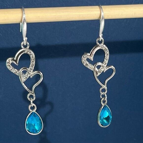 BBY Ice Blue Crystal & Cz 2” Silver Dangle Earrings - Picture 2 of 7